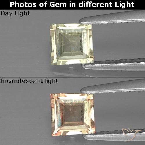 0.68ct Natural Very Pale Yellow Color-Change Diaspore, Square, VS-SI