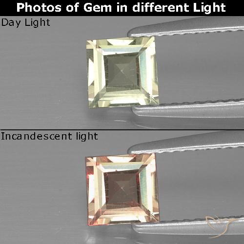 0.62ct Natural Very Light Yellow Color-Change Diaspore, Square, VS