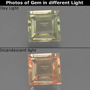 Very Light Yellow Color-Change Diaspore Gem - 0.8ct Square Facet (ID: 390151)