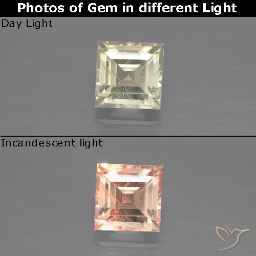 0.60ct Natural Very Pale Yellow Color-Change Diaspore, Square, VS-SI