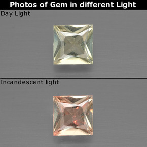 0.5ct Princess-Cut Green to Pink Color-Change Diaspore Gem for sale 0.5ct Princess-Cut Green to Pink Color-Change Diaspore Gem (ID: 390156)