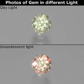 Pale Yellow Farbwechselnder Diaspor Edelstein - 0.6ct Rund Facettenschliff (ID: 390198)