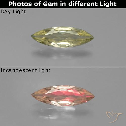 0.72ct Natural Brownish Yellow Color-Change Diaspore, Marquise, VVS-VS