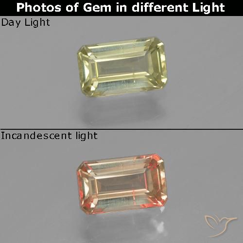 1.06ct Natural Medium Yellow Color-Change Diaspore, Emerald Cut, VS-SI
