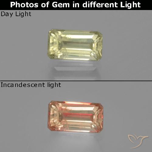 1.10ct Natural Medium Yellow Color-Change Diaspore, Emerald Cut, VS-SI