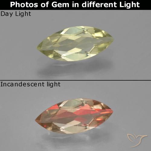0.93ct Natural Very Light Yellow Color-Change Diaspore, Marquise, VS