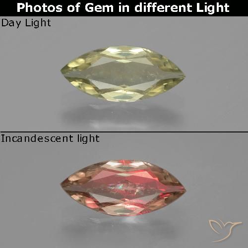 1.10ct Natural Very Light Yellow Color-Change Diaspore, Marquise, VS-SI