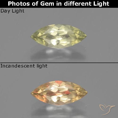 0.98ct Natural Light Yellow Color-Change Diaspore, Marquise, VS