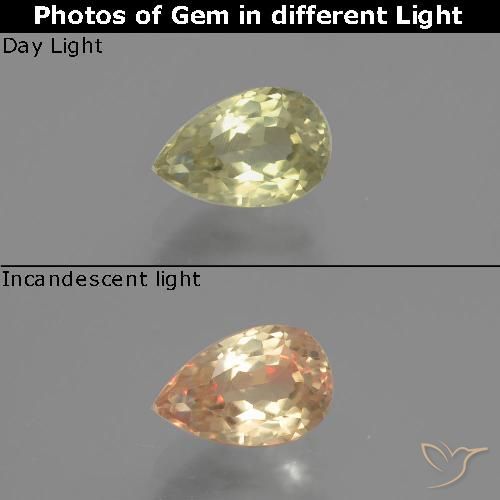 1.10ct Natural Very Light Yellow Color-Change Diaspore, Pear Shape, VS