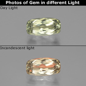 1.64 ct Multicolor Color-Change Diaspore Gemstone, Color-Change Diaspore Gem in Cushion-Cut Shape for Sale.