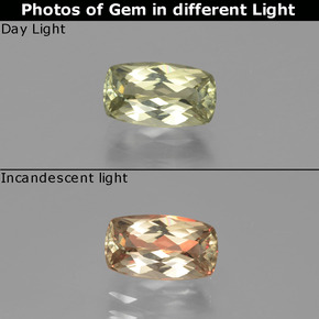 1.34 ct Color-Change Color-Change Diaspore Gemstone, Color-Change Diaspore Gem in Cushion-Cut Shape for Sale.