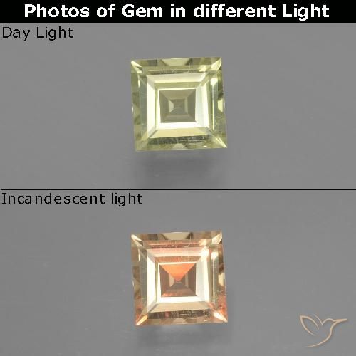 0.81ct Natural Very Light Yellow Color-Change Diaspore, Square, VS