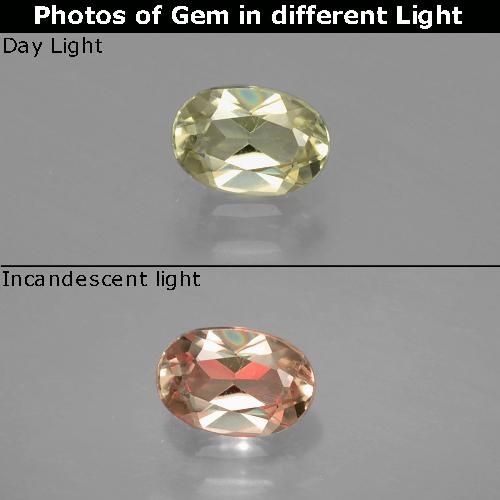 Светло-желтый Диаспор, Меняющий Цвет Камень - 0.5ct Фасетный Овал (ID: 393947)