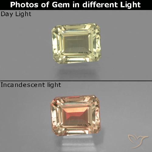 0.94ct Natural Very Light Yellow Color-Change Diaspore, Emerald Cut, VVS-VS
