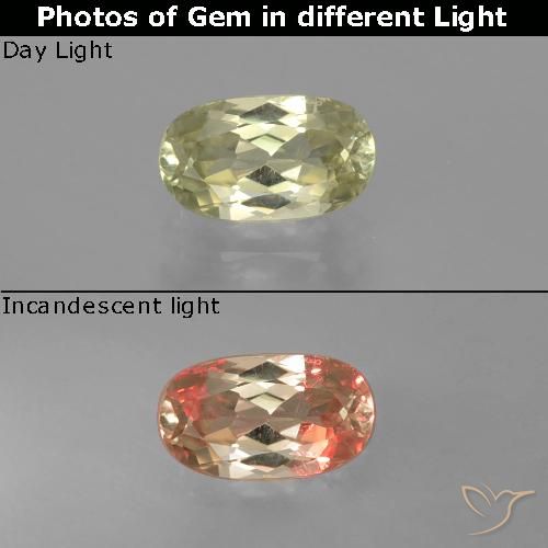 Light Golden Yellow Color-Change Diaspore Gem - 0.8ct Oval Facet (ID: 393954)