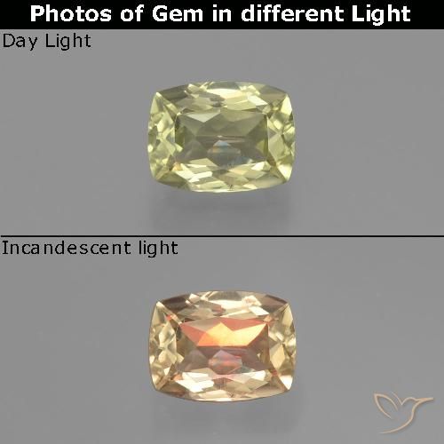 0.83ct Natural Very Pale Yellow Color-Change Diaspore, Cushion, VVS