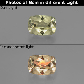 0.91 ct Color-Change Color-Change Diaspore Gemstone, Color-Change Diaspore Gem in Cushion-Cut Shape for Sale.