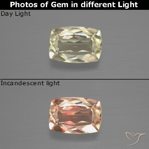 1.15ct Natural Very Light Yellow Color-Change Diaspore, Cushion, VVS-VS