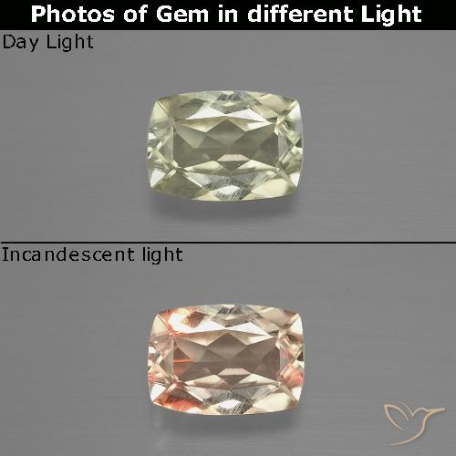1.16ct Natural Pale Yellow Color-Change Diaspore, Cushion, VS
