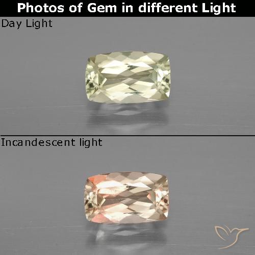 1.16ct Natural Very Light Yellow Color-Change Diaspore, Cushion, VVS-VS