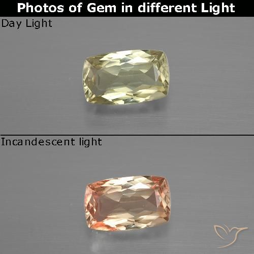 1.17ct Natural Yellow Beige Color-Change Diaspore, Cushion, VVS