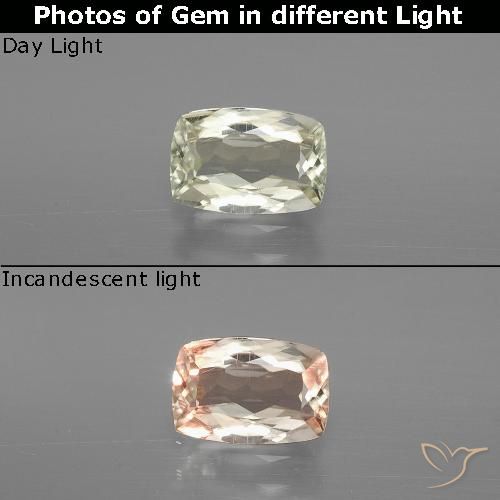 1.10ct Natural Light Yellow Color-Change Diaspore, Cushion, VS