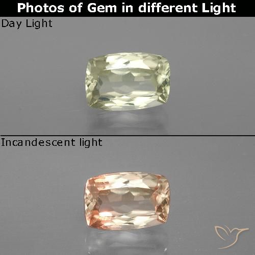 1.19ct Natural Very Light Yellow Color-Change Diaspore, Cushion, VVS