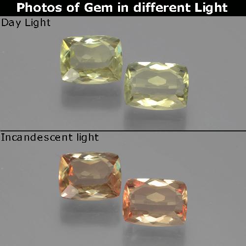 Medium Yellow Color-Change Diaspore Gem - 1.2ct Cushion-Cut (ID: 394738)