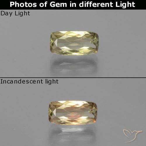 1.70ct Natural Light Yellow Color-Change Diaspore, Cushion, VS