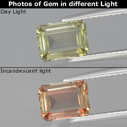 Желто-зеленый Диаспор, Меняющий Цвет Камень - 1.3ct Фасетный Октагон (ID: 394752)