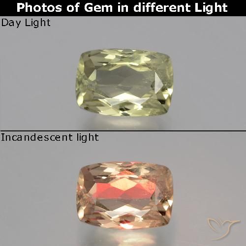 Very Light Yellow Color-Change Diaspore Gem - 1.3ct Cushion-Cut (ID: 394754)