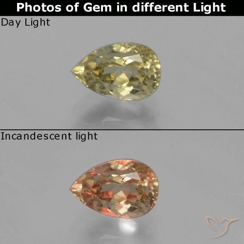 1.27 ct Pear Cut Color-Change Diaspore, 7.8 x 5.1 mm From Turkey, Photo A