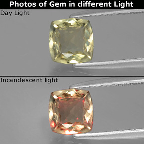 1.25 ct Color-Change Color-Change Diaspore Gemstone, Color-Change Diaspore Gem in Cushion-Cut Shape for Sale.