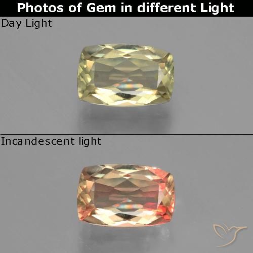 1.20ct Natural Brownish Yellow Color-Change Diaspore, Cushion, VVS-VS