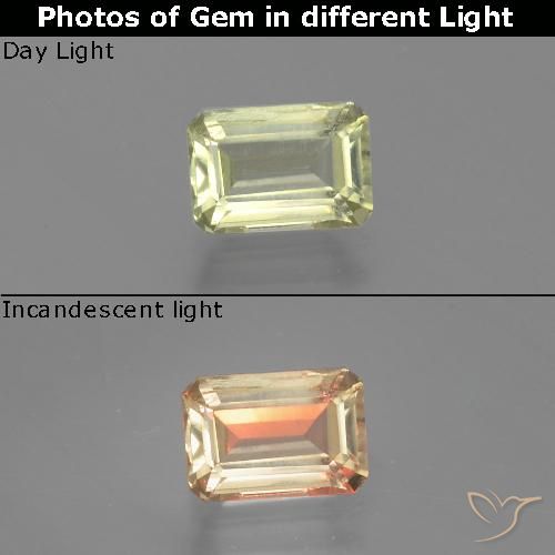 1.18ct Natural Very Light Yellow Color-Change Diaspore, Emerald Cut, VS
