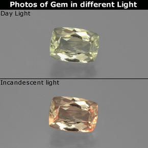 1.14 ct Color-Change Color-Change Diaspore Gemstone, Color-Change Diaspore Gem in Cushion-Cut Shape for Sale.