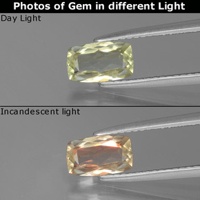 1.08 ct Multicolor Color-Change Diaspore Gemstone, Color-Change Diaspore Gem in Cushion-Cut Shape for Sale.