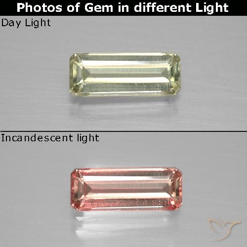 1.11ct Natural Very Light Yellow Color-Change Diaspore, Emerald Cut, VS
