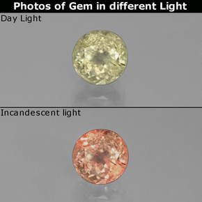 1.29 ct Multicolor Color-Change Diaspore Gemstone, Color-Change Diaspore Gem in Round Facet Shape for Sale.