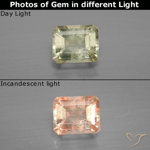 0.88ct Natural Light Yellow Color-Change Diaspore, Emerald Cut, SI
