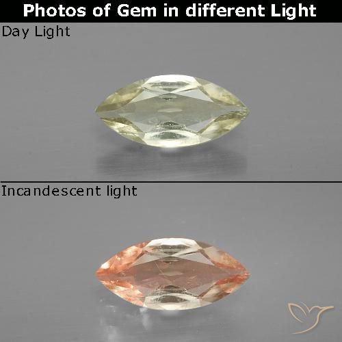 0.92ct Natural Light Yellow Color-Change Diaspore, Marquise, VS-SI