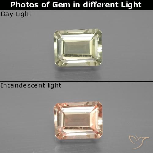 1.09ct Natural Light Yellow Color-Change Diaspore, Emerald Cut, VS-SI