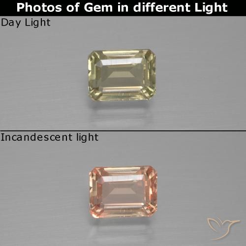 1.23ct Natural Brownish Yellow Color-Change Diaspore, Emerald Cut, VS