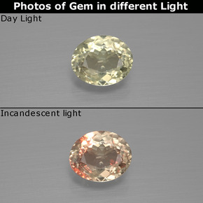 Pale Yellow Color-Change Diaspore Gem - 1ct Oval Facet (ID: 396340)