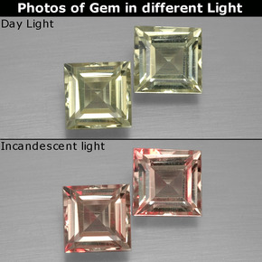 1.88 ct Color-Change Color-Change Diaspore Gemstone, Color-Change Diaspore Gem in Square Facet Shape for Sale.