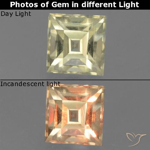 0.99ct Natural Medium Yellow Color-Change Diaspore, Square, VS