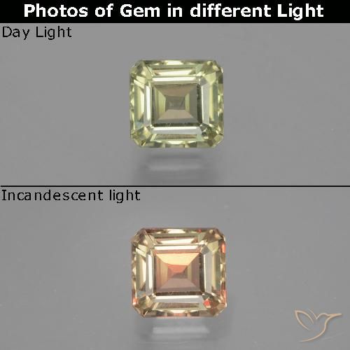 1.12ct Natural Very Light Yellow Color-Change Diaspore, Emerald Cut, VS