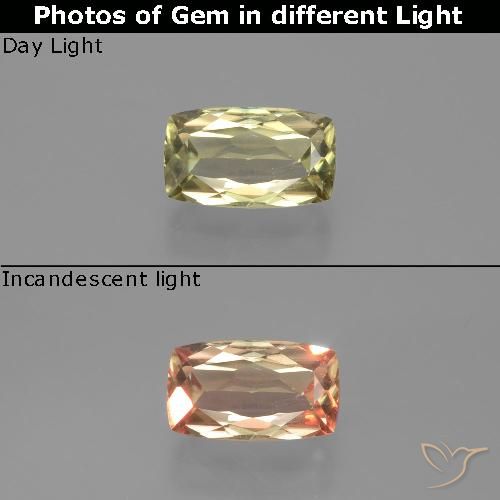 1.37ct Natural Very Pale Yellow Color-Change Diaspore, Cushion, VS