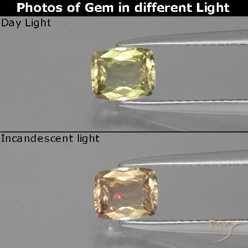 1.06ct Natural Light Yellow Color-Change Diaspore, Cushion, VS