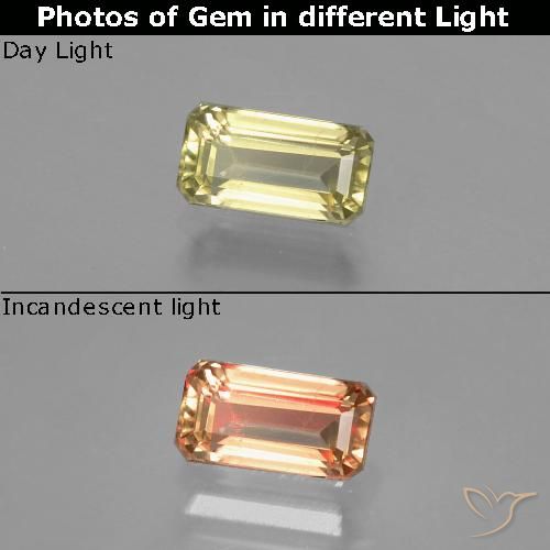 0.95ct Natural Yellow Green Color-Change Diaspore, Emerald Cut, VS